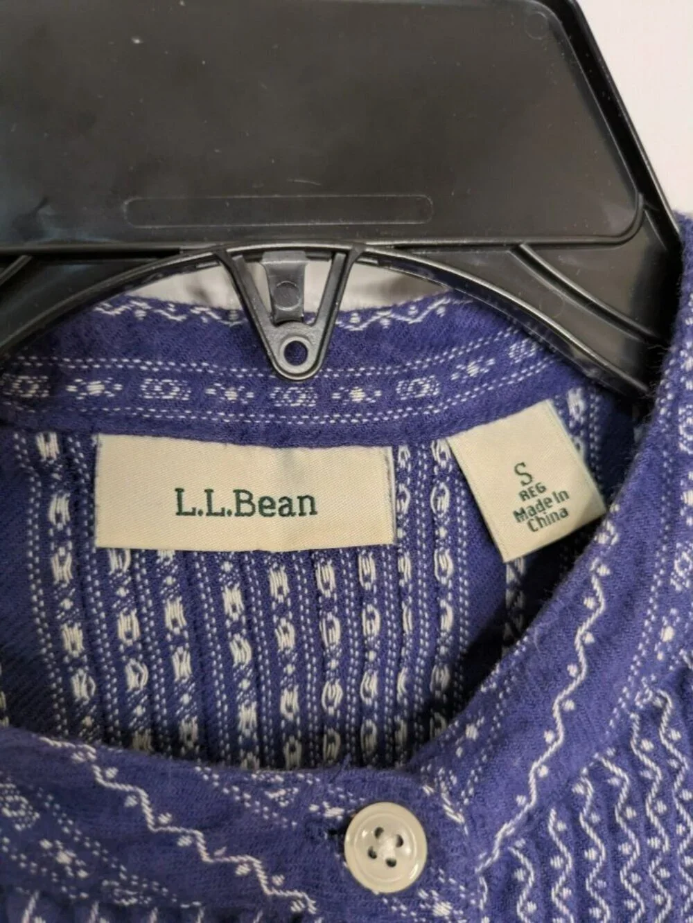 LL Bean Dobby Pintuck Nightgown Blue Purple Striped Small Flannel Cotton Dress